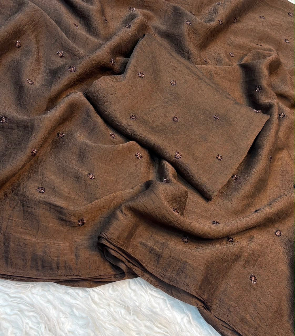COFFEE CRUSH SAREE WITH BEADS BUTTI WORK