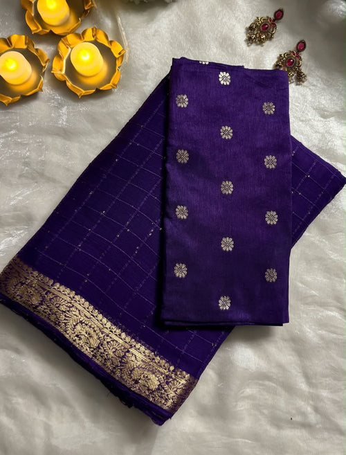PURPLE VISCOSE GORGETTE SEQUENCE SAREE