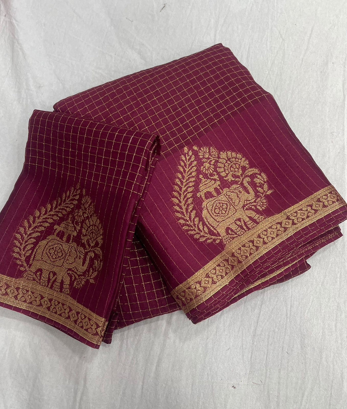 WINE VISCOSE CHINON WEAVING SAREE