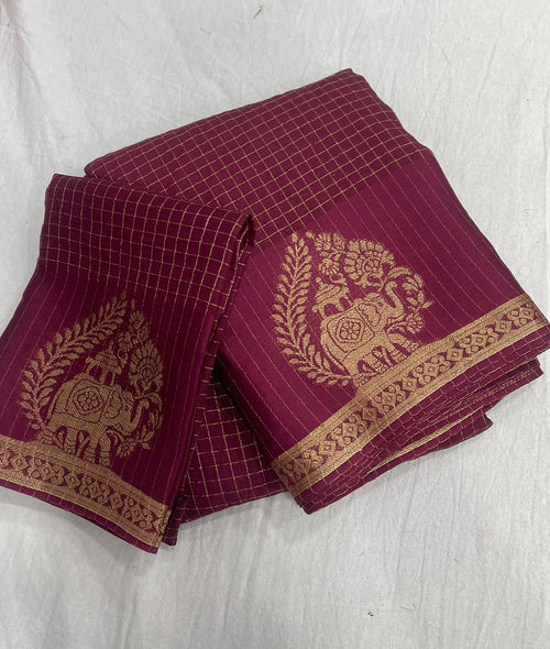 WINE VISCOSE CHINON WEAVING SAREE
