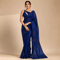 BLUE SPACE FENDY SILK SAREE WITH BEADS AND EMBROIDERY WORK