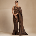 COFFEE SPACE FENDY SILK SAREE WITH BEADS AND EMBROIDERY WORK