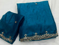 BLUE SPACE SILK SAREE WITH BEADS WORK
