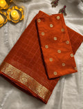 ORANGE VISCOSE GORGETTE SEQUENCE SAREE
