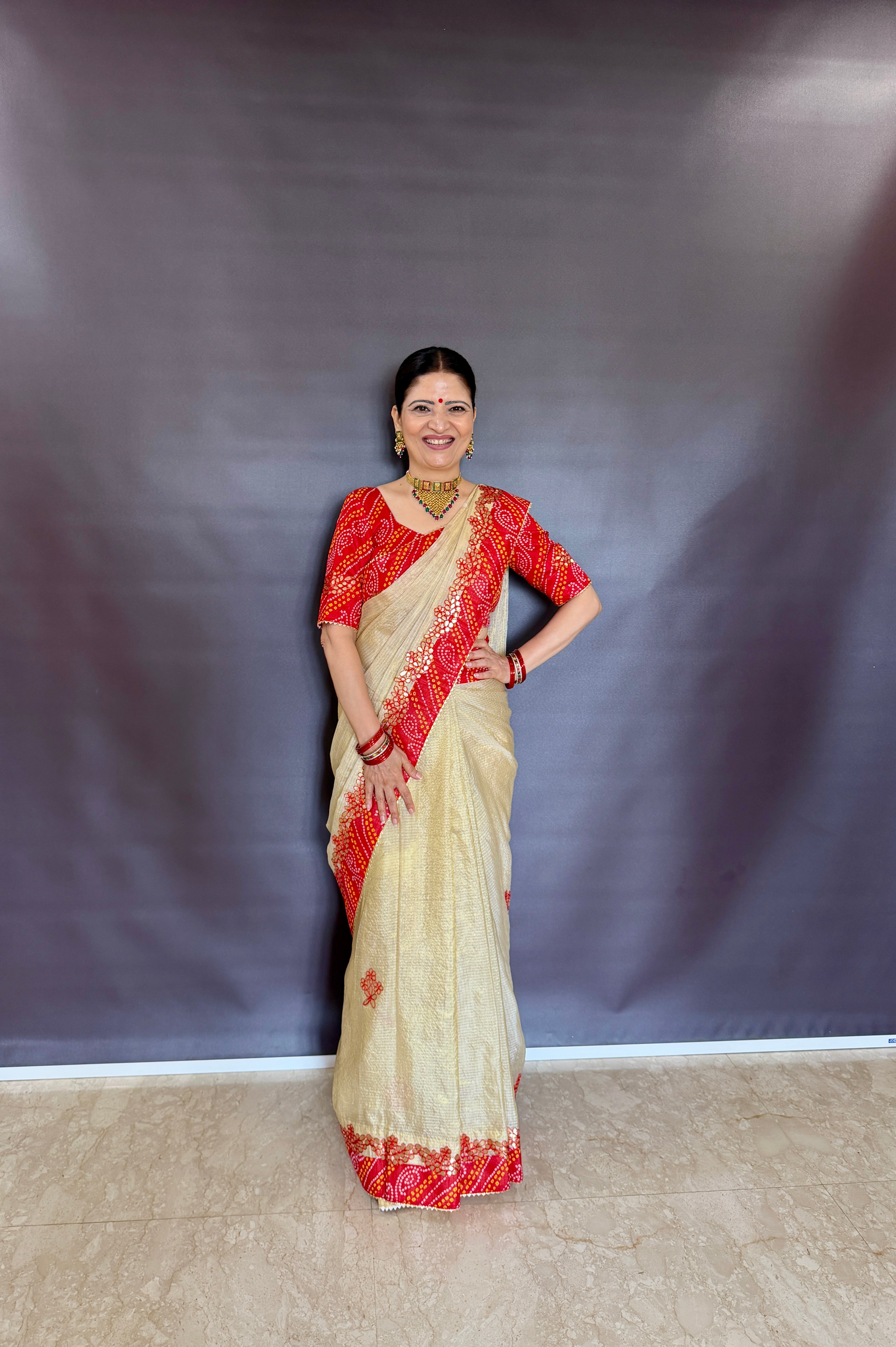 KOTA DORIYA WEAVED ZARI SAREE WITH GOTAPATTI WORK