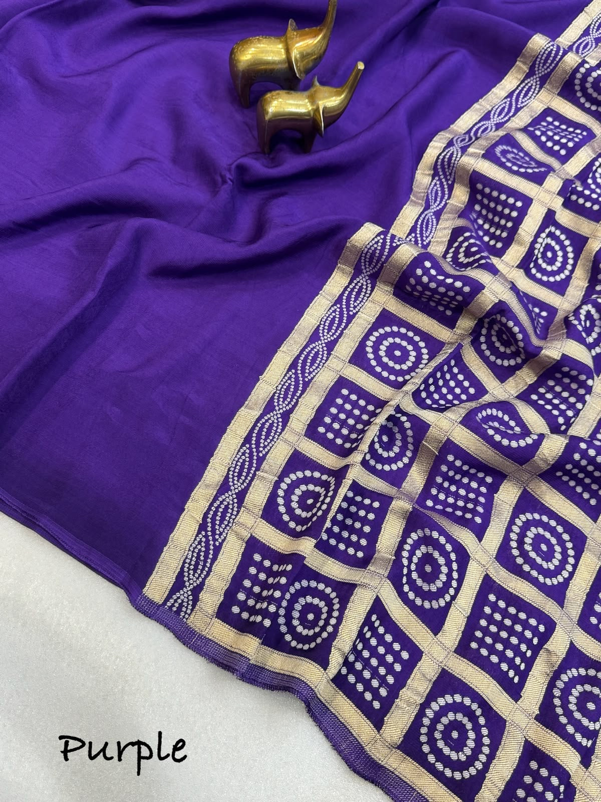 PURPLE MYSORE SILK SAREE WITH BANDHANI PALLU