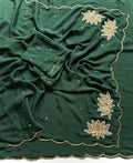 GREEN RANGOLI CRUSH SAREE WITH CUTDANA WORK