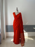 ORANGE MYSORE SILK SAREE WITH BANDHANI PALLU