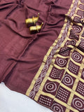 BROWN MYSORE SILK SAREE WITH BANDHANI PALLU