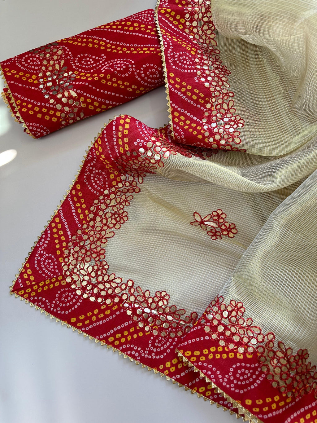 KOTA DORIYA WEAVED ZARI SAREE WITH GOTAPATTI WORK