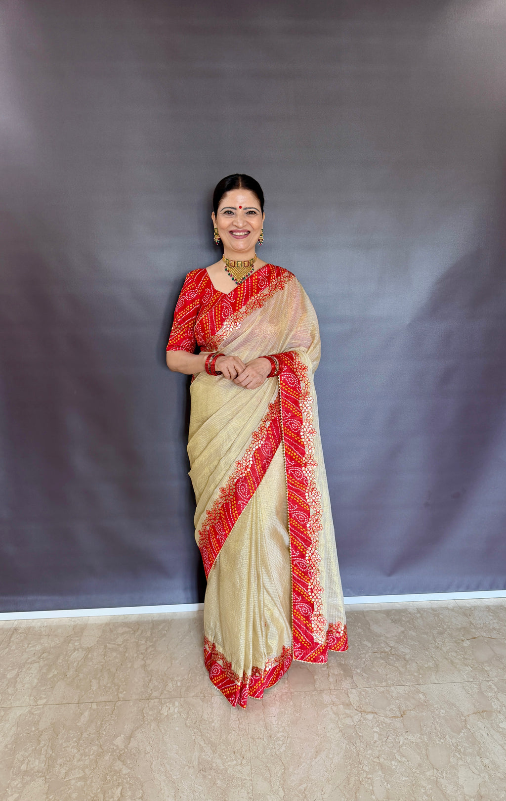 KOTA DORIYA WEAVED ZARI SAREE WITH GOTAPATTI WORK
