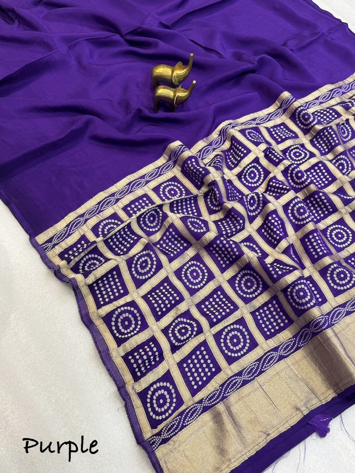 PURPLE MYSORE SILK SAREE WITH BANDHANI PALLU