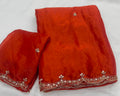 RUST SPACE SILK SAREE WITH BEADS WORK