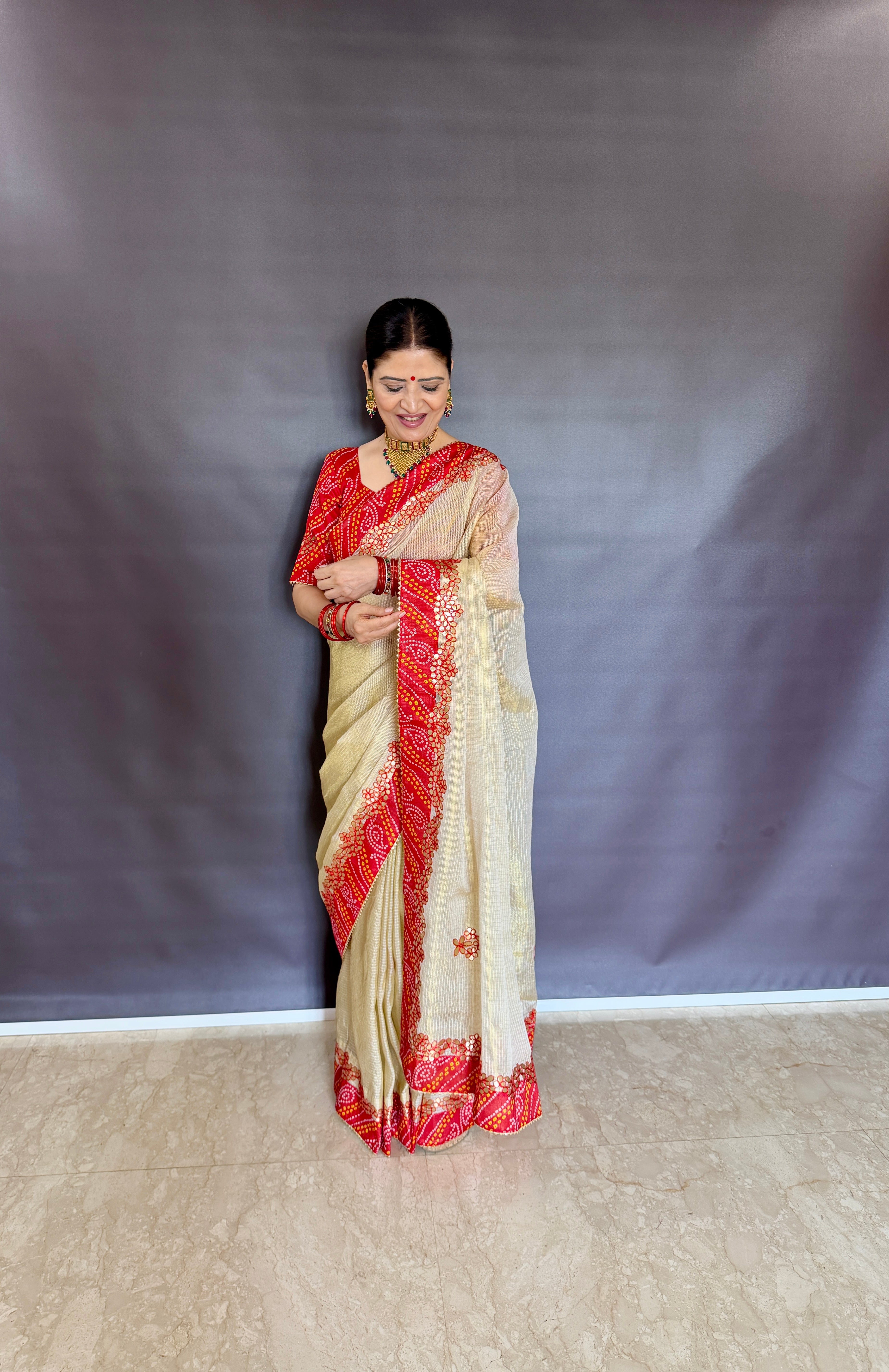 KOTA DORIYA WEAVED ZARI SAREE WITH GOTAPATTI WORK