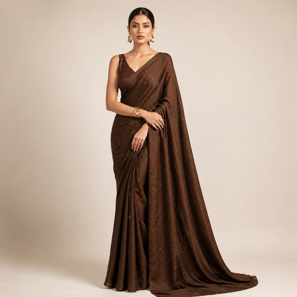 COFFEE CRUSH SAREE WITH BEADS BUTTI WORK