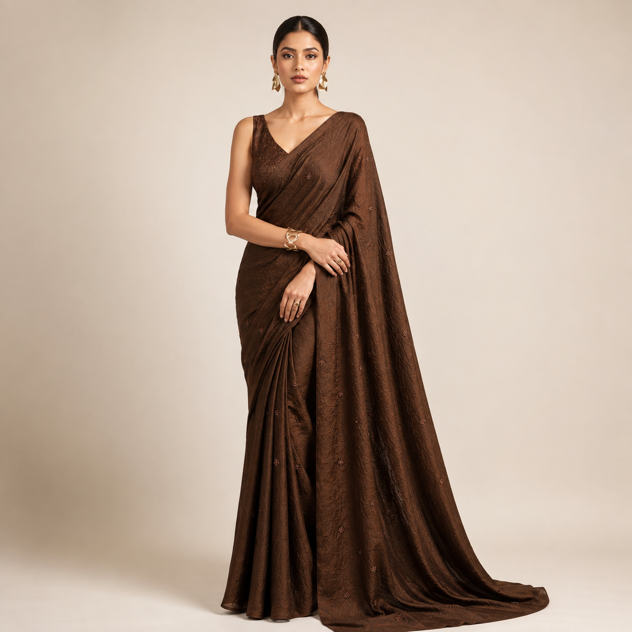 COFFEE CRUSH SAREE WITH BEADS BUTTI WORK