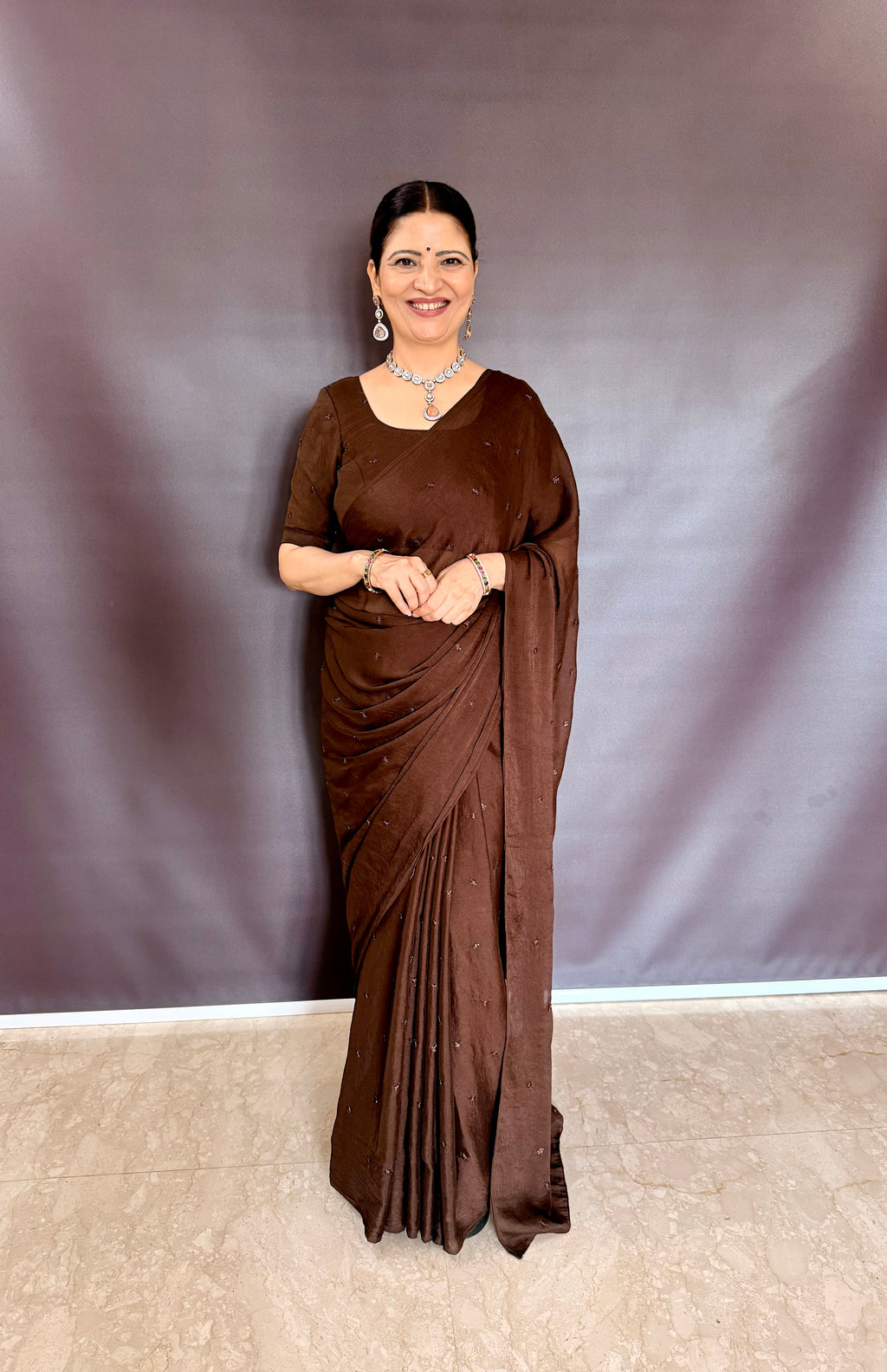COFFEE CRUSH SAREE WITH BEADS BUTTI WORK