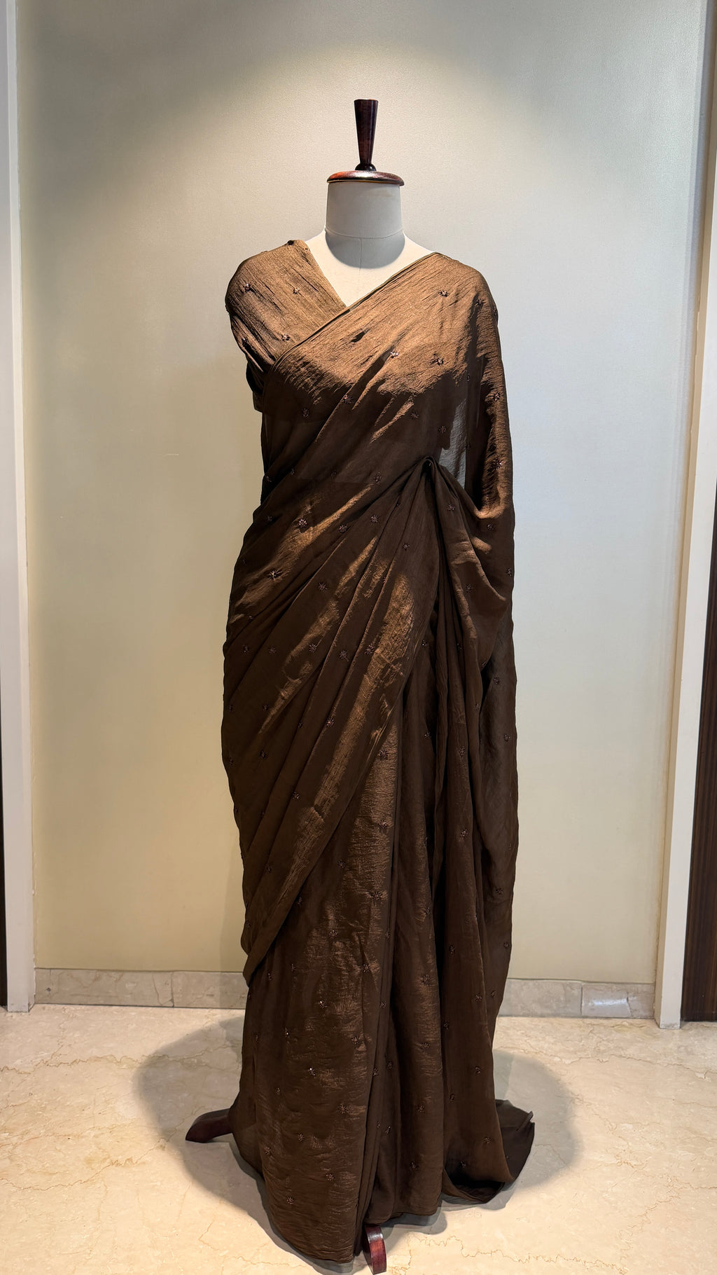 COFFEE CRUSH SAREE WITH BEADS BUTTI WORK