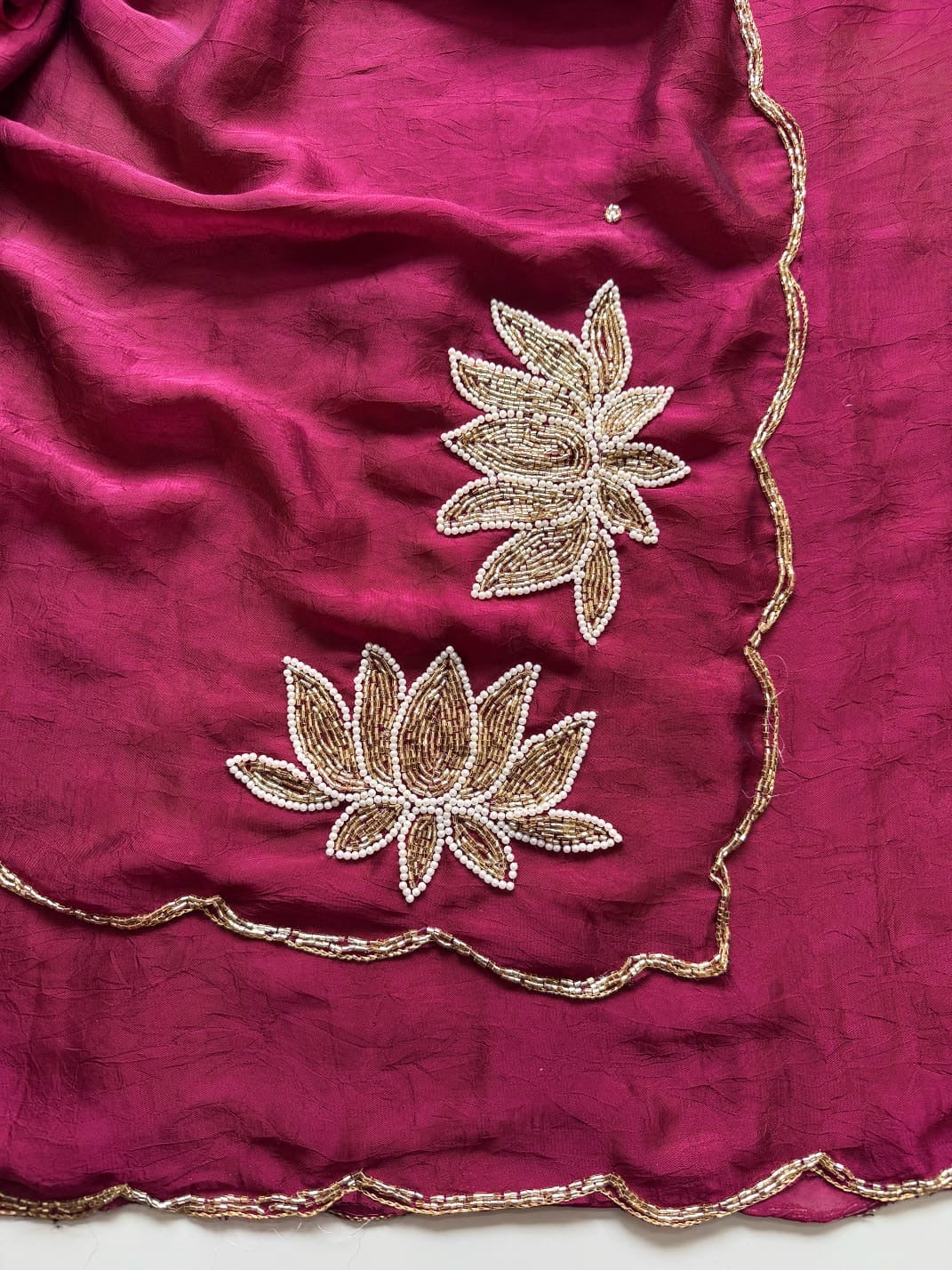 PINK RANGOLI CRUSH SAREE WITH CUTDANA WORK