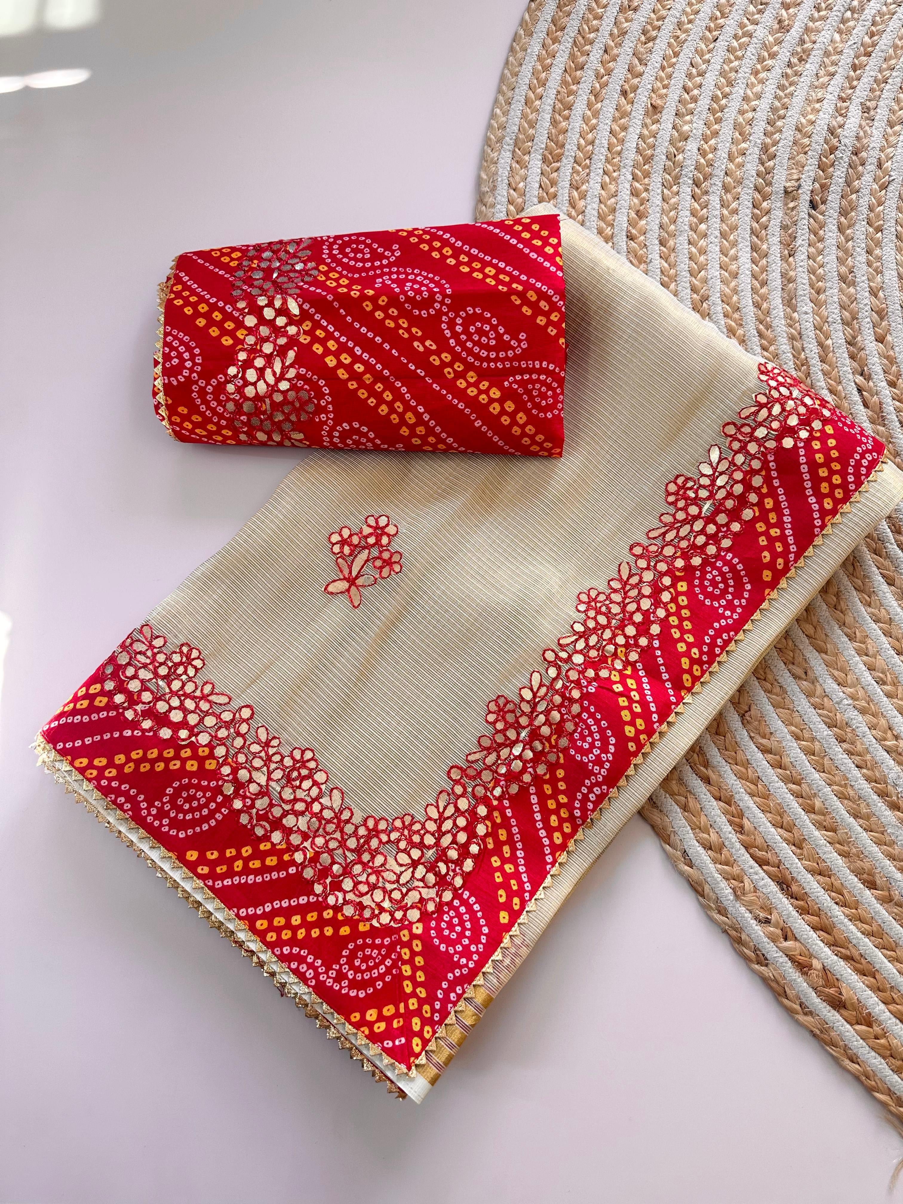 KOTA DORIYA WEAVED ZARI SAREE WITH GOTAPATTI WORK
