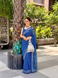 BLUE SOFT FOX GEORGETTE WITH REAL MIRROR AND HAND WORK