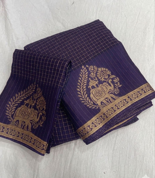 VIOLET VISCOSE CHINON WEAVING SAREE