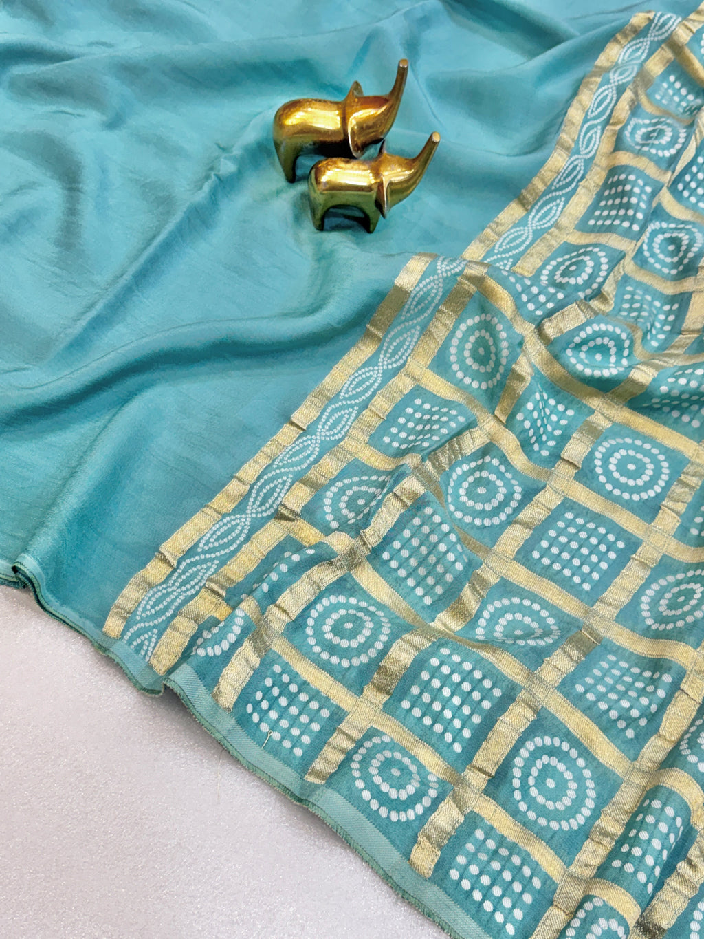 PETROL BLUE MYSORE SILK SAREE WITH BANDHANI PALLU