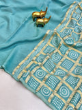 PETROL BLUE MYSORE SILK SAREE WITH BANDHANI PALLU