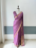 LAVENDER VISCOSE GORGETTE SEQUENCE SAREE