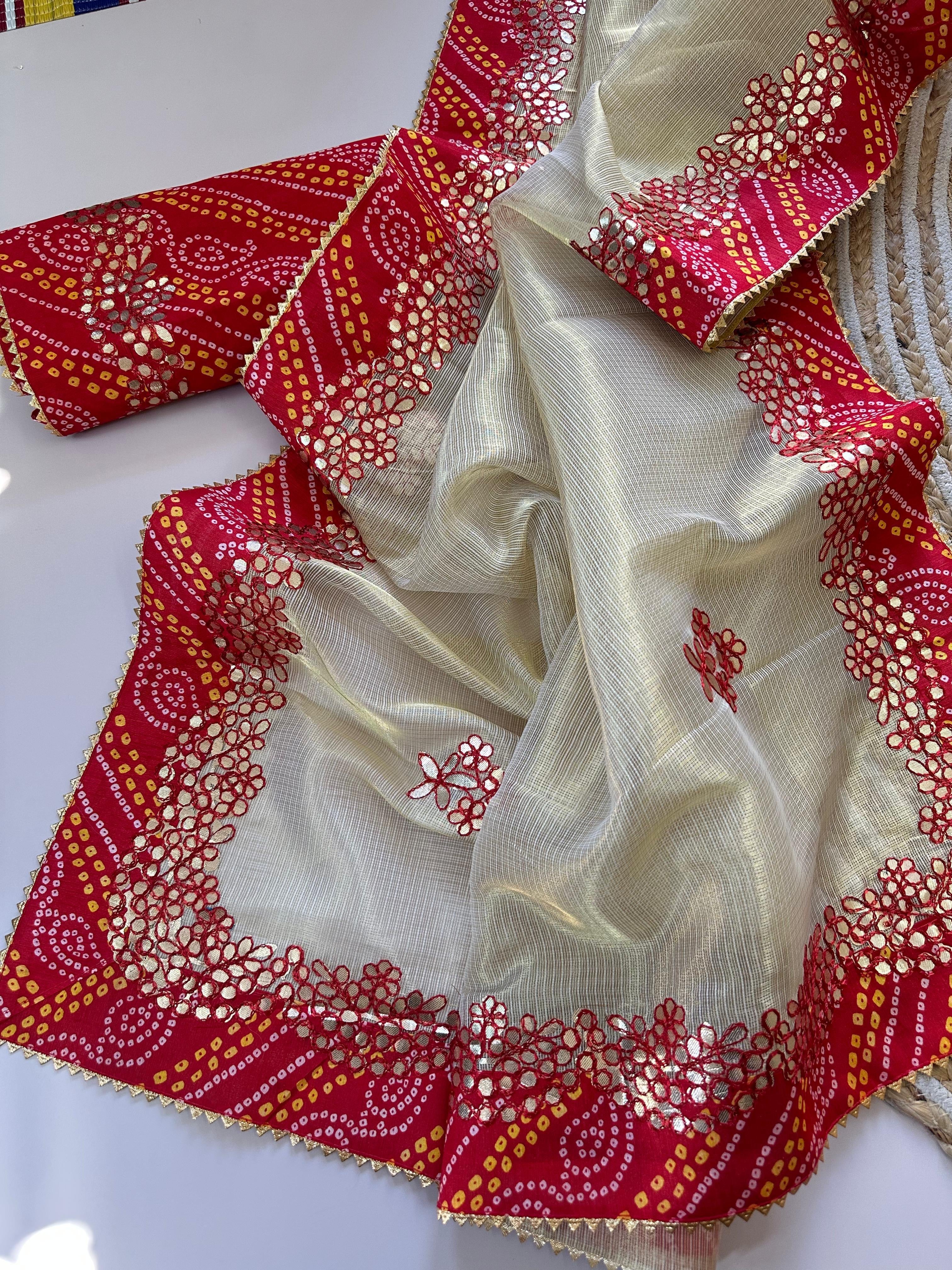 KOTA DORIYA WEAVED ZARI SAREE WITH GOTAPATTI WORK