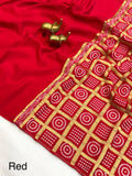 RED MYSORE SILK SAREE WITH BANDHANI PALLU