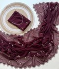 WINE GEORGETTE SAREE WITH CUTDANA AND BUTTI WORK