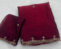 MARRON SPACE SILK SAREE WITH BEADS WORK