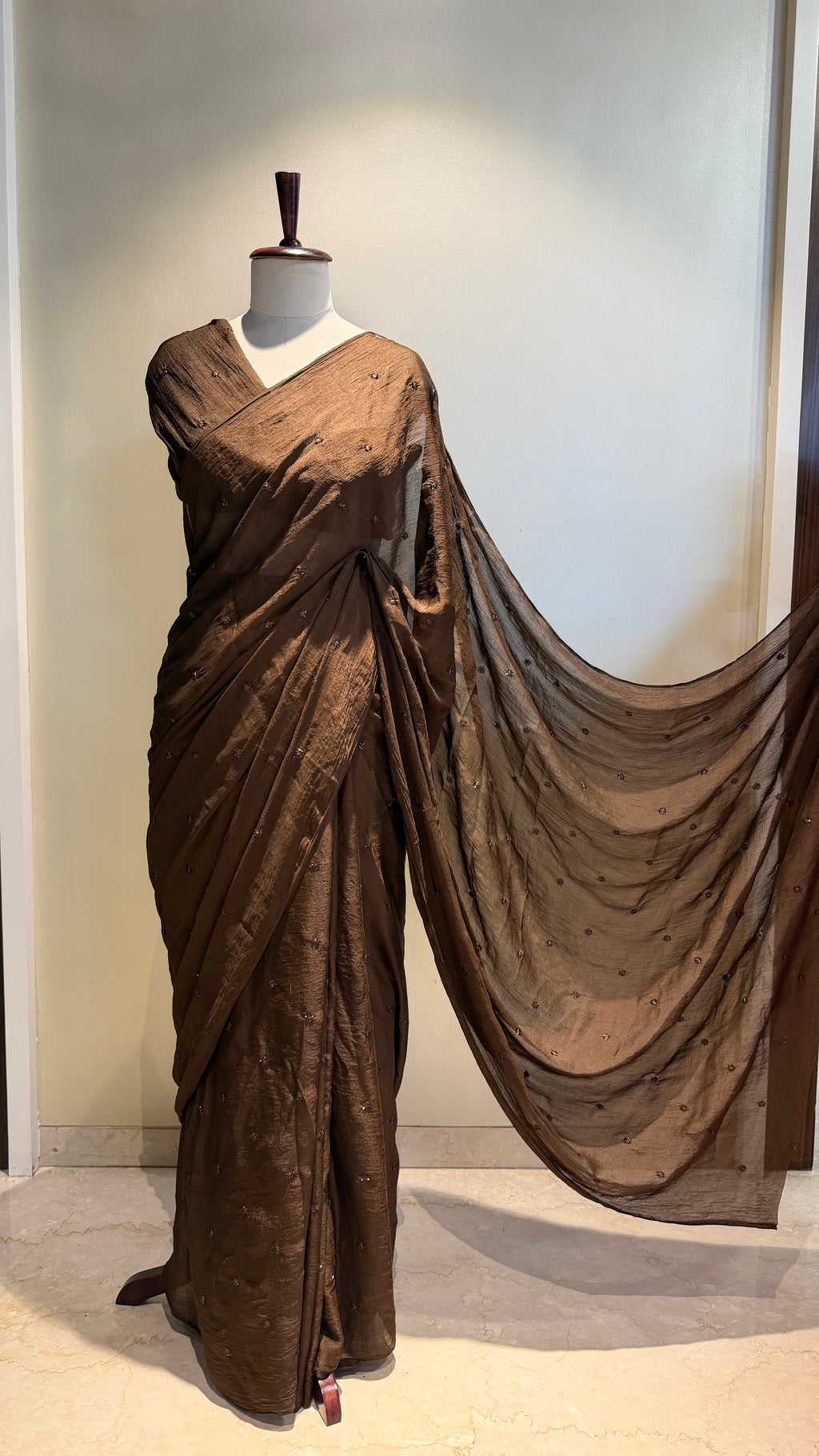 COFFEE CRUSH SAREE WITH BEADS BUTTI WORK