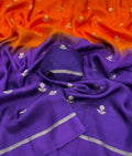 ORANGE & PURPLE SHADED VISCOSE KHADI SILK SAREE WITH JACQUARD DESIGN
