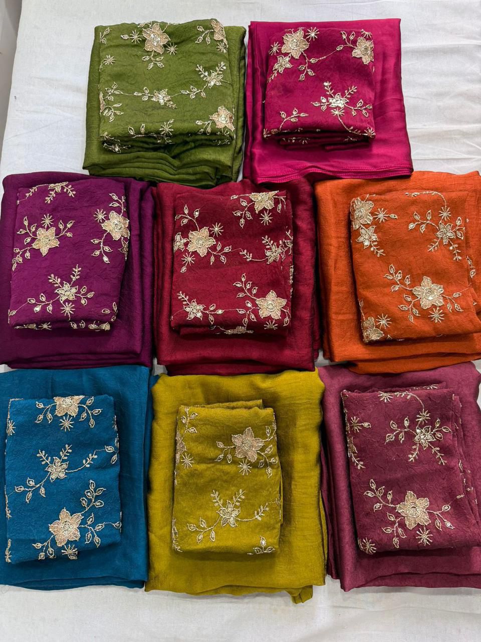 Rose Gold Rangoli Crush Saree With Bits Sequence Work Blouse