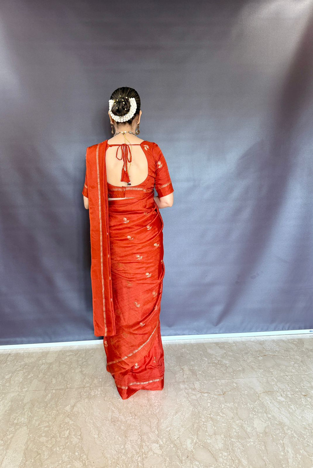 RUST ORGANGE Pure soft Viscose Khadi silk fabric saree