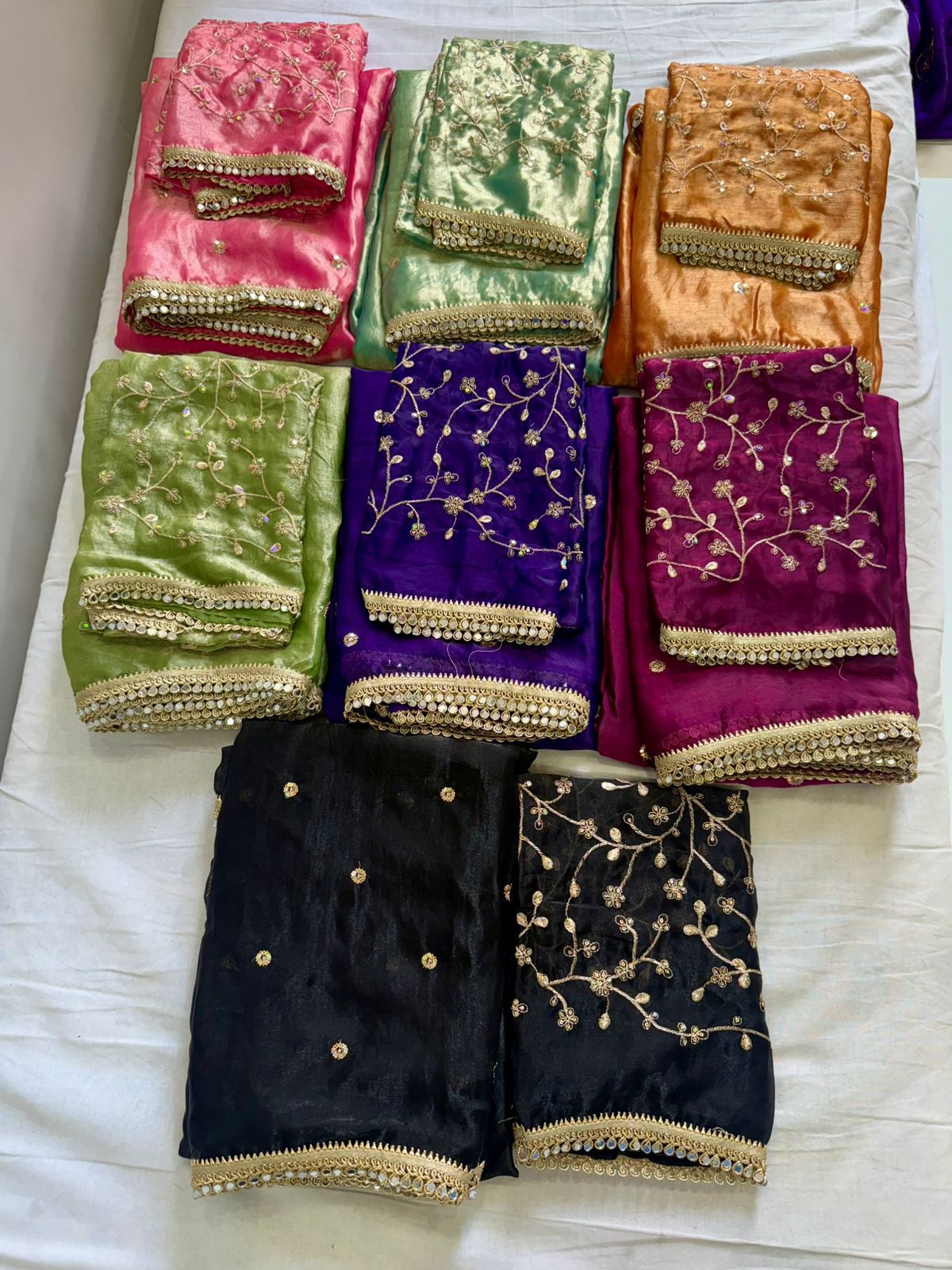 Pink Space Silk Multi Sequence Full Worked Saree