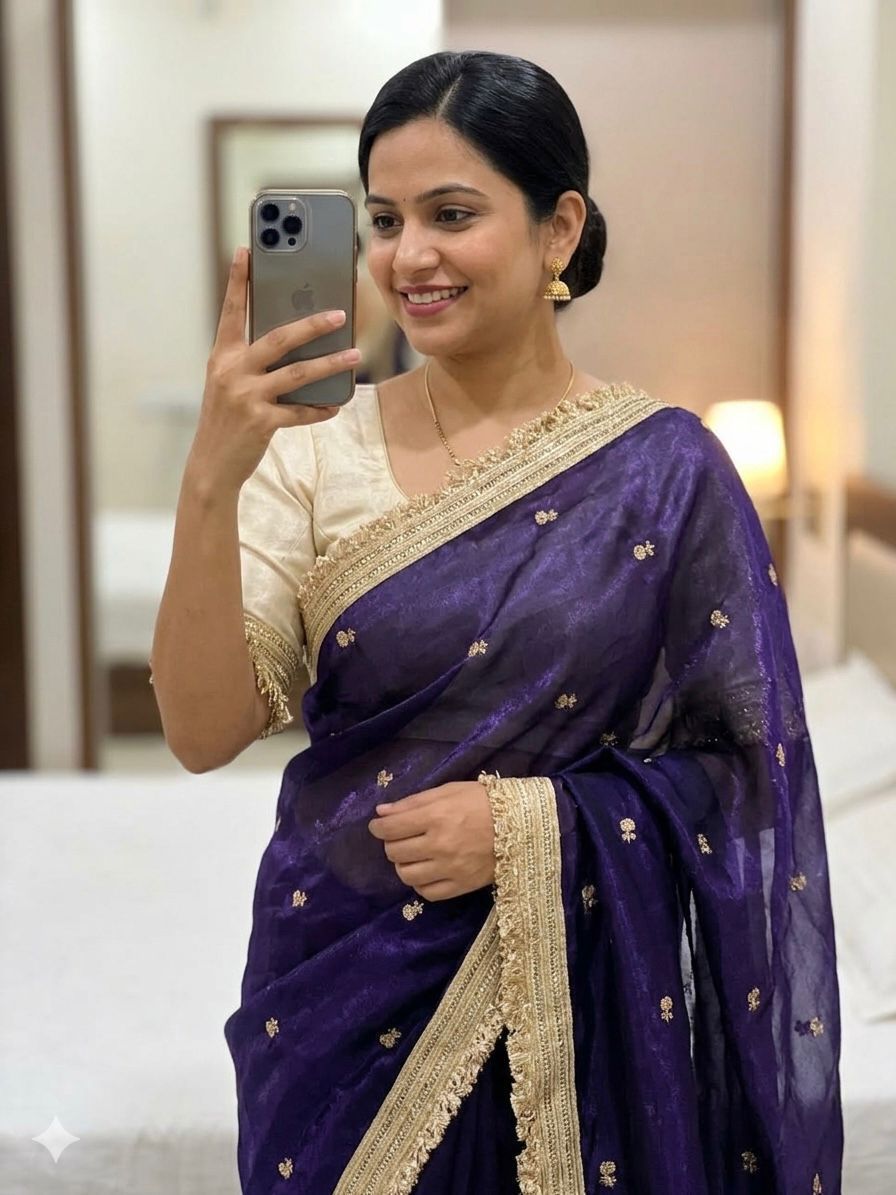 Blue Space Silk Full Worked Saree