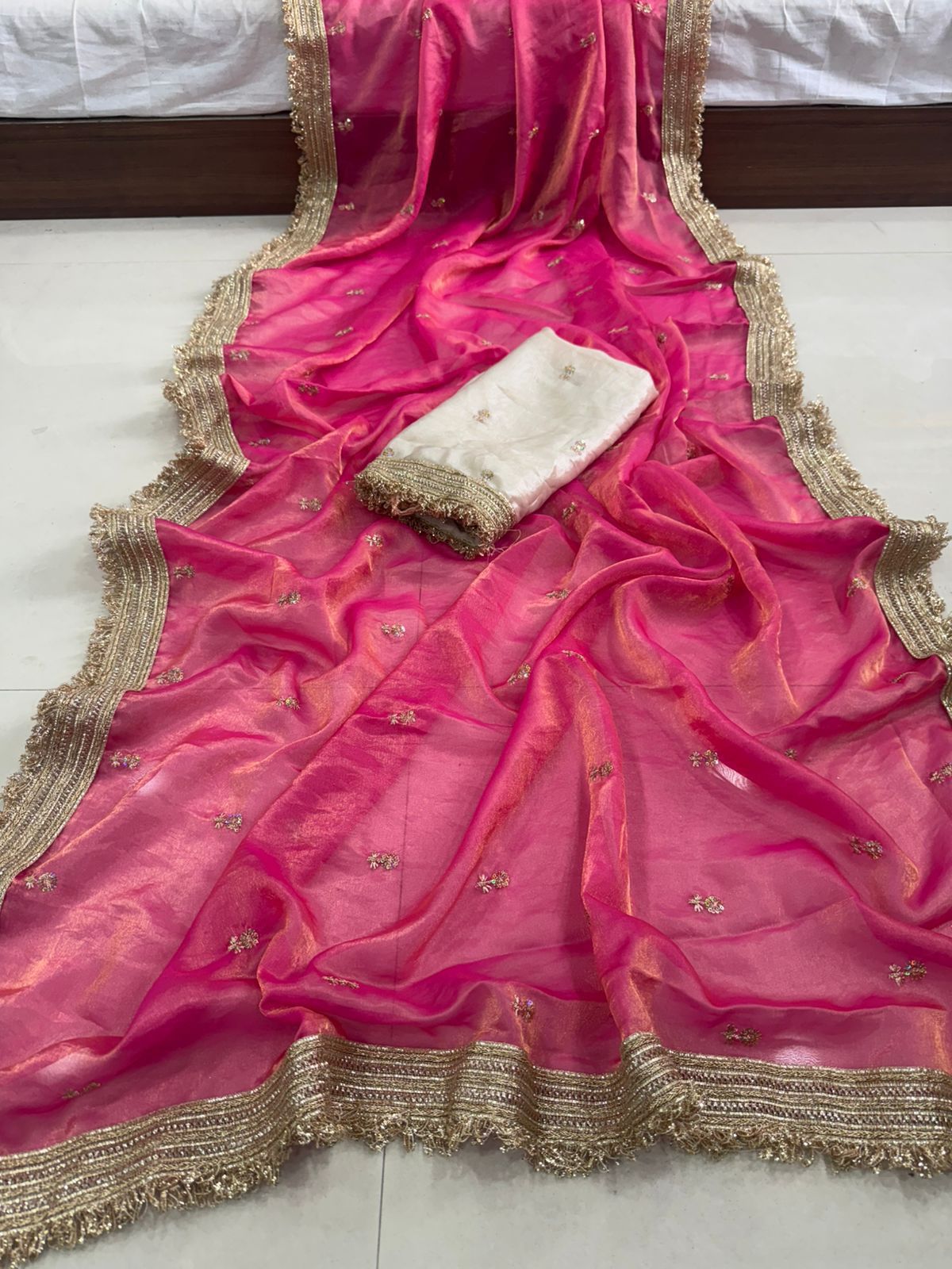 Pink Space Silk Full Worked Saree