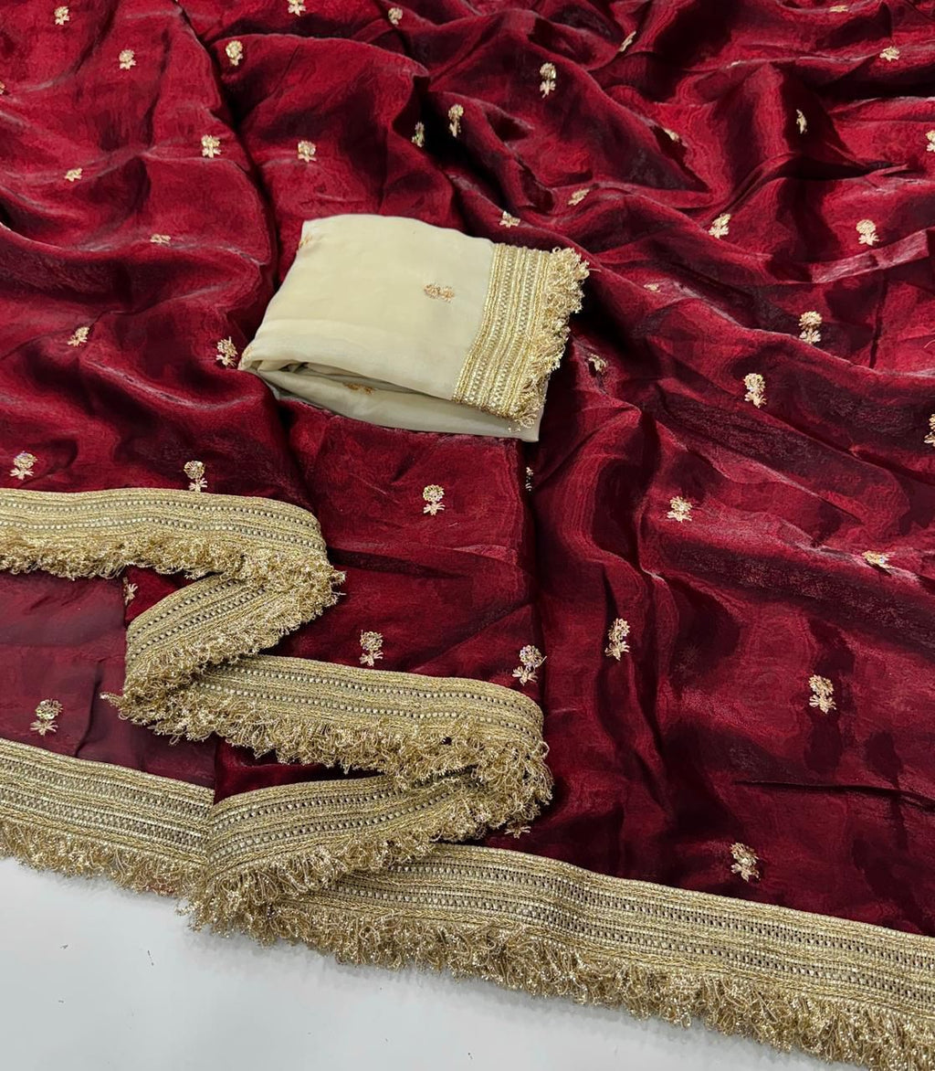 Maroon Space Silk Full Worked Saree