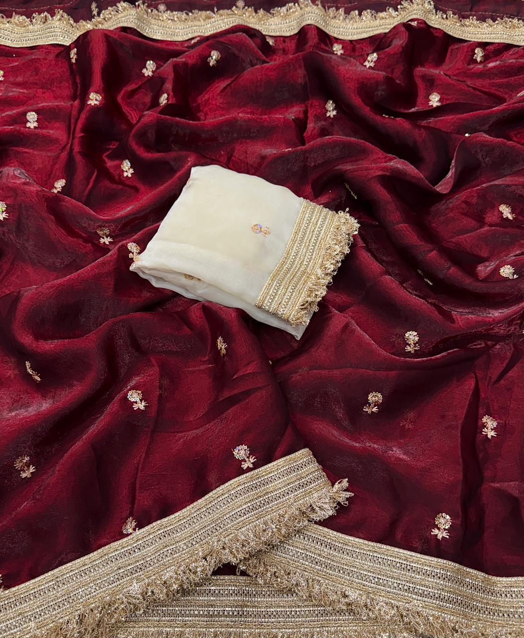 Maroon Space Silk Full Worked Saree