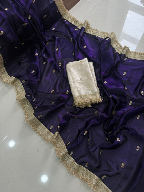 Blue Space Silk Full Worked Saree
