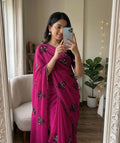 Deep Pink Rangoli silk saree with embroidery work