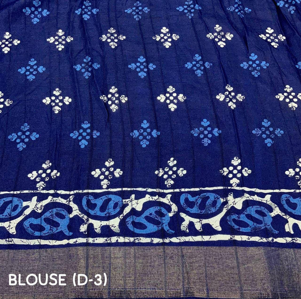 Indigo Slub silk batik saree