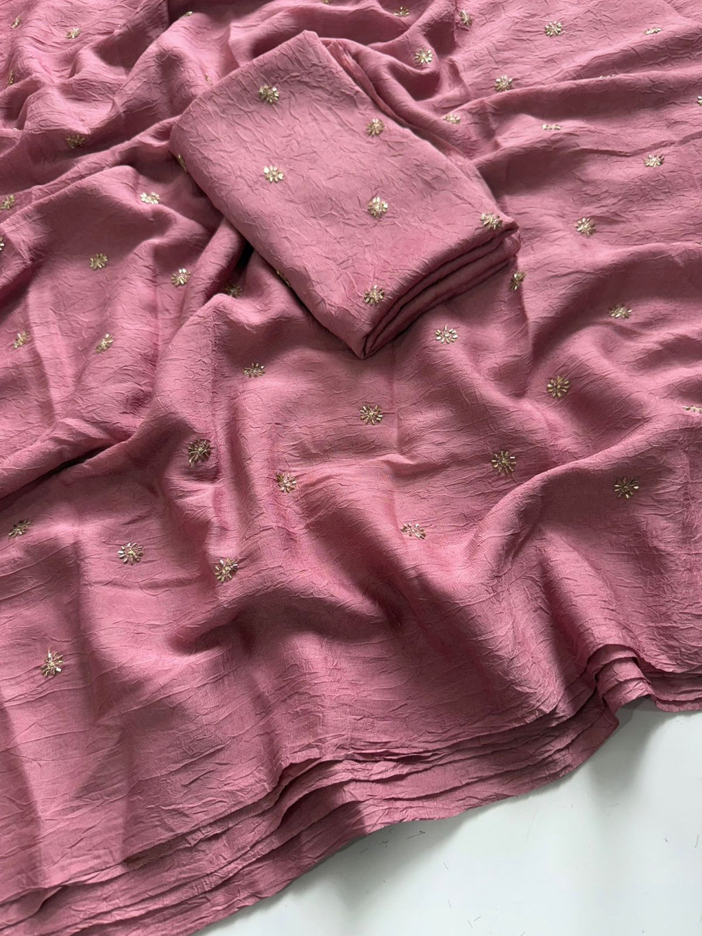 Pink Rangoli Crush Sequence Bits Saree