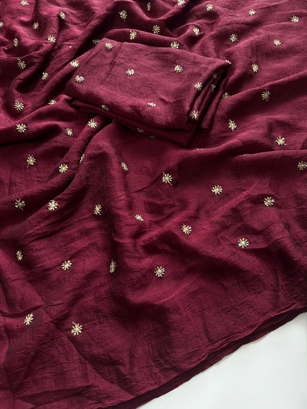 Wine Rangoli Crush Sequence Bits Saree