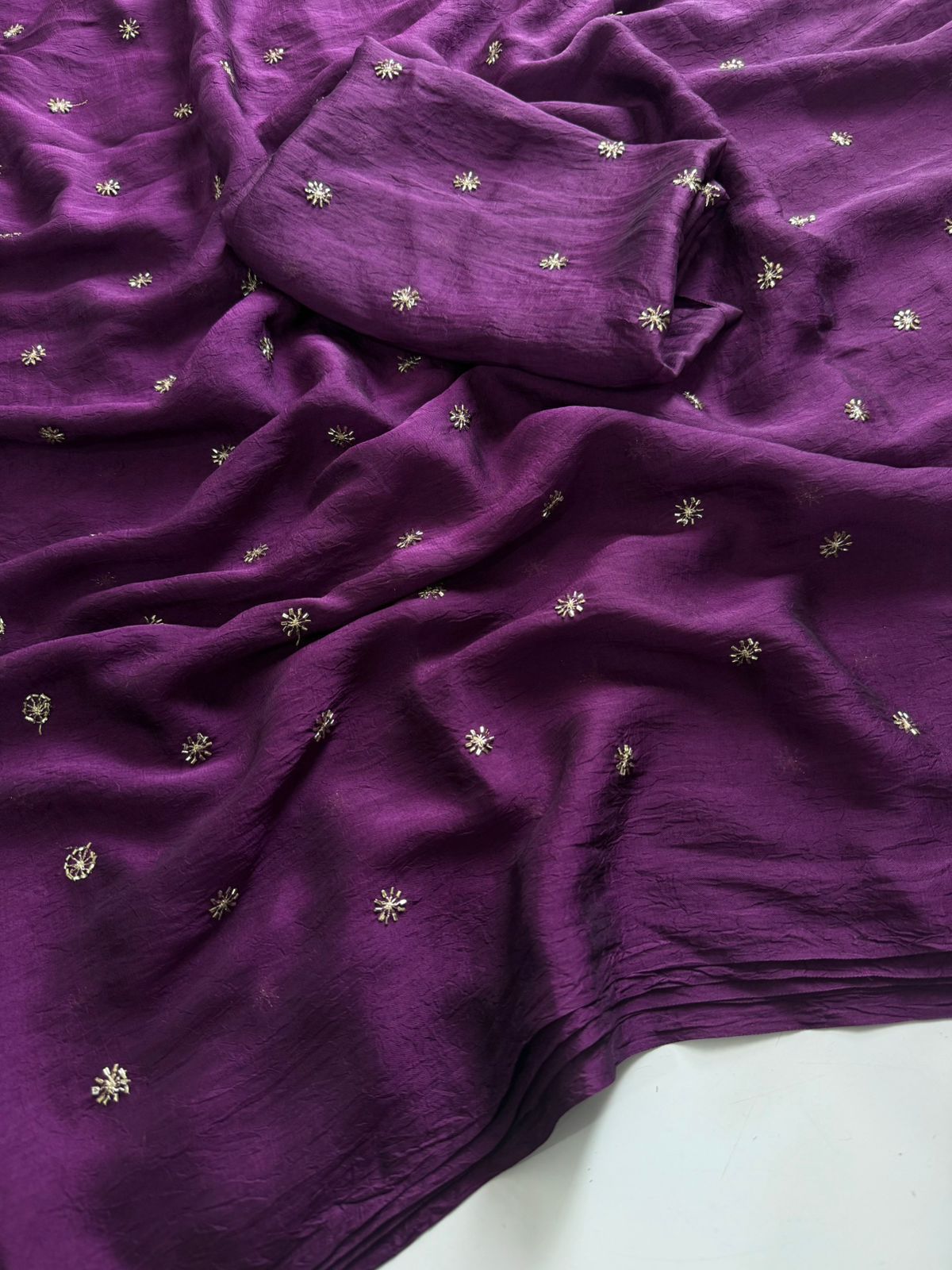 Purple Rangoli Crush Sequence Bits Saree