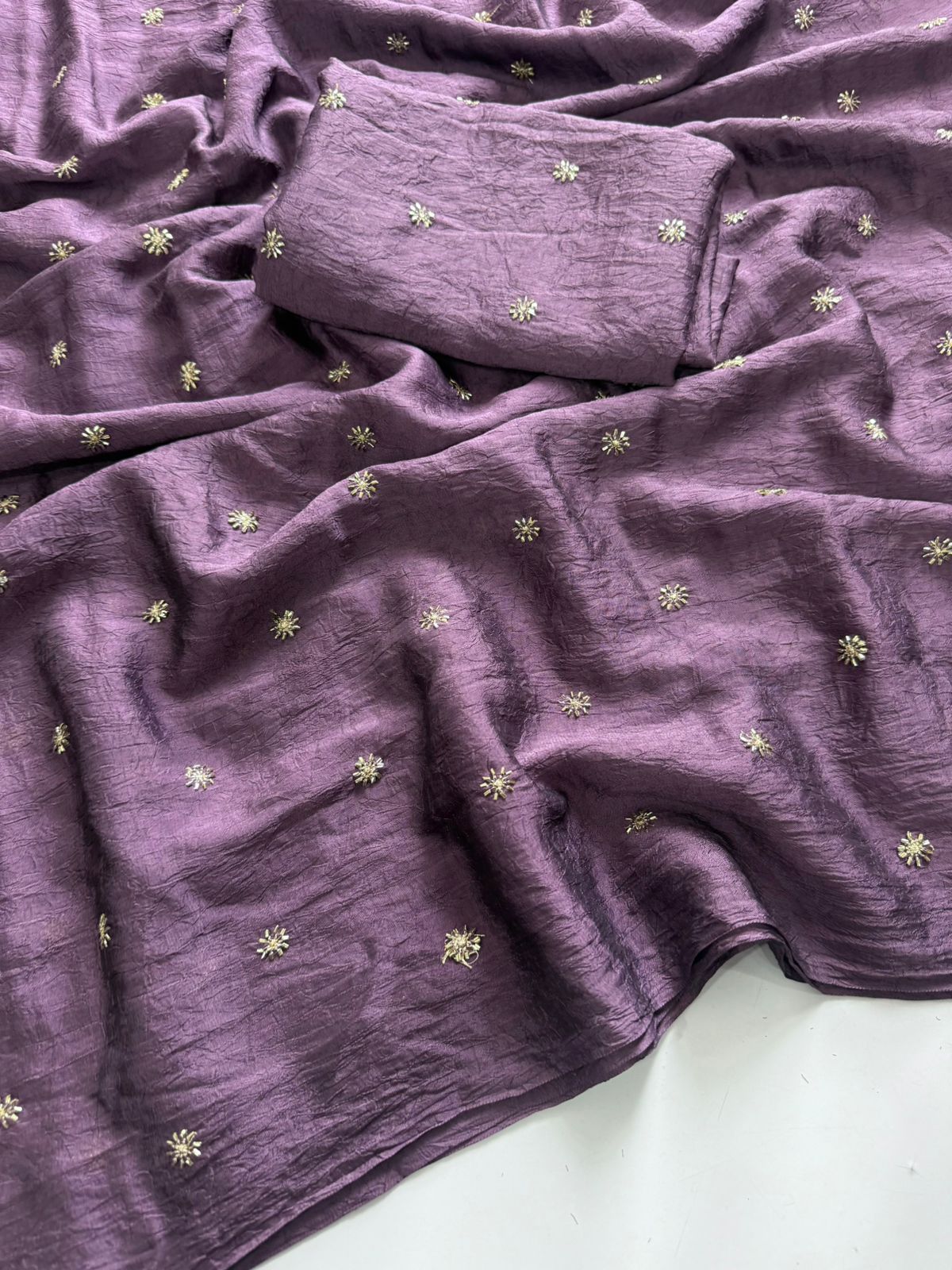 Lilac Rangoli Crush Sequence Bits Saree