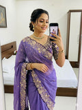 Lavender Star Georgette Sequence Work Saree